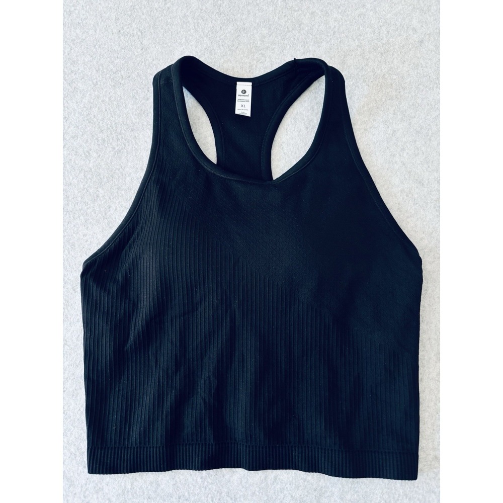 90 Degree by Reflex Womens XL Black Seamless Ribbed Racerback Crop Tank Top - Picture 3 of 7